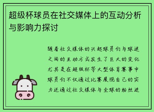 超级杯球员在社交媒体上的互动分析与影响力探讨